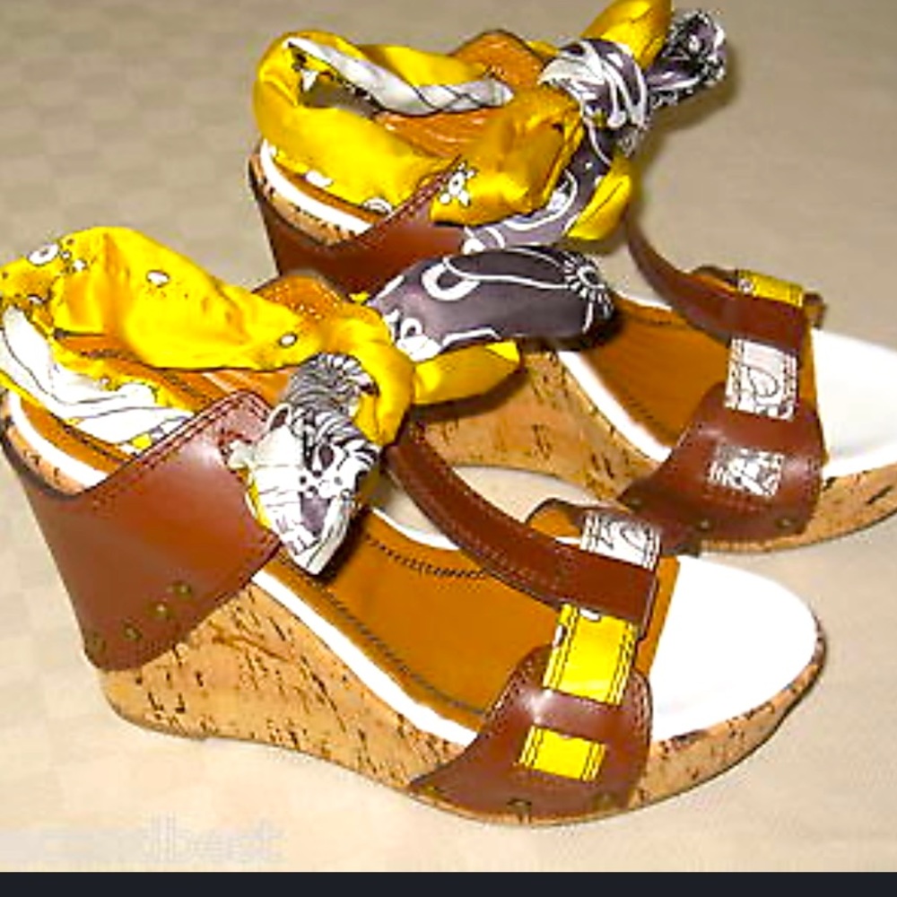 Miss sixty vintage looking wedge , ribbon lace up